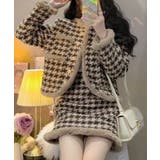 セットアップ 千鳥格子柄ツイートジャケット+千鳥格子柄ツイートスカート クリスマス | Sibra | 詳細画像5