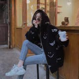 暖かふわもこエコファーブルゾン 韓国ファッション ブラック | Sibra | 詳細画像3 