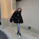 暖かふわもこエコファーブルゾン 韓国ファッション ブラック | Sibra | 詳細画像20 