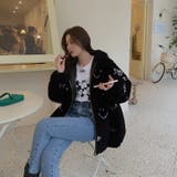 暖かふわもこエコファーブルゾン 韓国ファッション ブラック | Sibra | 詳細画像21 