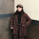 チェック柄コート 韓国ファッション ミドル | Sibra | 詳細画像11