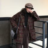チェック柄コート 韓国ファッション ミドル | Sibra | 詳細画像17