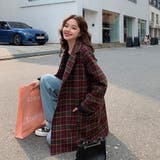チェック柄コート 韓国ファッション ミドル | Sibra | 詳細画像19