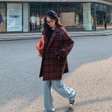 チェック柄コート 韓国ファッション ミドル | Sibra | 詳細画像2