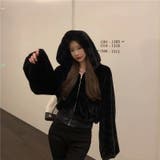 ショート丈ファーブルゾン 韓国ファッション シンプル | Sibra | 詳細画像3 