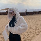 ショート丈ファーブルゾン 韓国ファッション シンプル | Sibra | 詳細画像25 