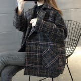 チェック柄コート ブークレー起毛 チェック柄[品番:SHNW0005597 ...