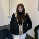 裏ファー付きデニムブルゾン ジャケット 韓国ファッション | Sibra | 詳細画像2 