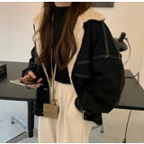 裏ファー付きデニムブルゾン ジャケット 韓国ファッション | Sibra | 詳細画像1 