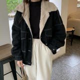 裏ファー付きデニムブルゾン ジャケット 韓国ファッション | Sibra | 詳細画像5 
