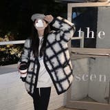 チェック柄ノーカラーボアジャケット 韓国ファッション アウター | Sibra | 詳細画像17 