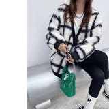 チェック柄ノーカラーボアジャケット 韓国ファッション アウター | Sibra | 詳細画像3 