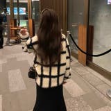 チェック柄ノーカラーボアジャケット 韓国ファッション アウター | Sibra | 詳細画像7 