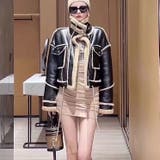 ショート丈裏ボアフェイクムートンジャケット コート 韓国ファッション | Sibra | 詳細画像2