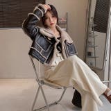 ショート丈裏ボアフェイクムートンジャケット コート 韓国ファッション | Sibra | 詳細画像3