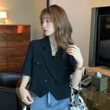 半袖ショート丈ジャケット 韓国ファッション 夏服[品番：SHNW0006795 