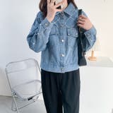 パール付きデニムジャケット 秋 冬 | Sibra | 詳細画像4