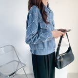 パール付きデニムジャケット 秋 冬 | Sibra | 詳細画像5