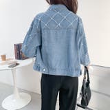 パール付きデニムジャケット 秋 冬 | Sibra | 詳細画像7