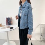 パール付きデニムジャケット 秋 冬 | Sibra | 詳細画像8