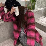 Vネックチェック柄コート 韓国ファッション 10代 | Sibra | 詳細画像14