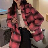 Vネックチェック柄コート 韓国ファッション 10代 | Sibra | 詳細画像17