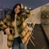 Vネックチェック柄コート 韓国ファッション 10代 | Sibra | 詳細画像18