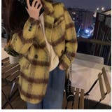 Vネックチェック柄コート 韓国ファッション 10代 | Sibra | 詳細画像6