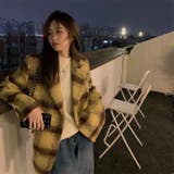 Vネックチェック柄コート 韓国ファッション 10代 | Sibra | 詳細画像9