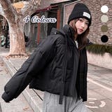 ショート丈フード付き中綿フェイクダウンコート 韓国ファッション 10代 | Sibra | 詳細画像1