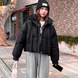 ショート丈フード付き中綿フェイクダウンコート 韓国ファッション 10代 | Sibra | 詳細画像11