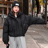 ショート丈フード付き中綿フェイクダウンコート 韓国ファッション 10代 | Sibra | 詳細画像20