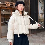 ショート丈フード付き中綿フェイクダウンコート 韓国ファッション 10代 | Sibra | 詳細画像23