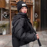 ブラック | ショート丈フード付き中綿フェイクダウンコート 韓国ファッション 10代 | Sibra