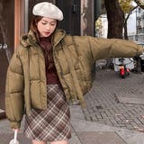 ブラウン | ショート丈フード付き中綿フェイクダウンコート 韓国ファッション 10代 | Sibra