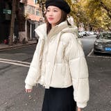 ショート丈フード付き中綿フェイクダウンコート 韓国ファッション 10代 | Sibra | 詳細画像6