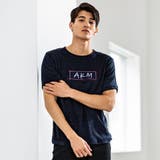 ネイビー | AKM ContemporaryラフステッチパイルTシャツ | SHIFFON