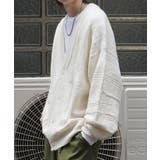 アイボリー | Confirmヴィンテージライク レトロジャガードストライプ柄 ビッグシルエット | SHIFFON 