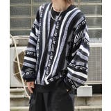 ブラック | Confirm（コンファーム）ヴィンテージライク レトロジャガードストライプ柄 … | SHIFFON 