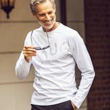 ホワイト | 1PIU1UGUALE3 RELAX ラインストーンロゴ長袖Tシャツ | SHIFFON