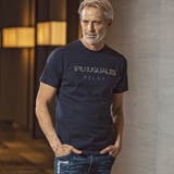 ネイビー | 1PIU1UGUALE3 RELAX ランダムラインストーン半袖Tシャツ | SHIFFON