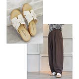 日本製 デザインカット ミュールサンダル ローヒール ぺたんこ | SHOE FANTASY | 詳細画像32 