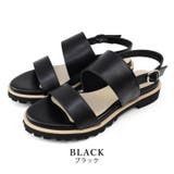 black | 日本製 ダブルベルト カジュアル サンダル ローヒール ぺたんこ | SHOE FANTASY