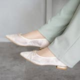 日本製 ポインテッドトゥ レースチュール バレエパンプス | SHOE FANTASY | 詳細画像33
