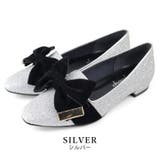 silver | 日本製 ベルベットリボン オペラパンプス ローヒール 幅広 | SHOE FANTASY