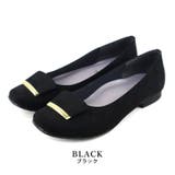 black | 日本製 スクエアトゥ モチーフ付き フラットパンプス 晴雨兼用 レイン | SHOE FANTASY