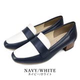 navy/white | 日本製 スクエアトゥ ローファー | SHOE FANTASY