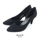 blackサテン  | 日本製 サイドオープン グリッター サテン パンプス | SHOE FANTASY