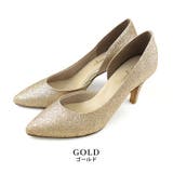 gold | 日本製 サイドオープン グリッター サテン パンプス | SHOE FANTASY