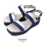 デニム | 日本製 バイカラープラットフォームサンダル | SHOE FANTASY